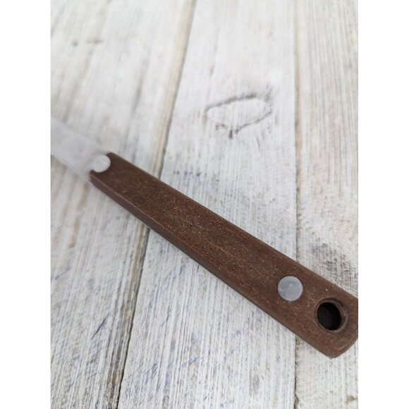 Vintage Pyramid Stainless Steel 12 3/4" Solid Serving Spoon Red Brown Handle - Picture 2 of 9